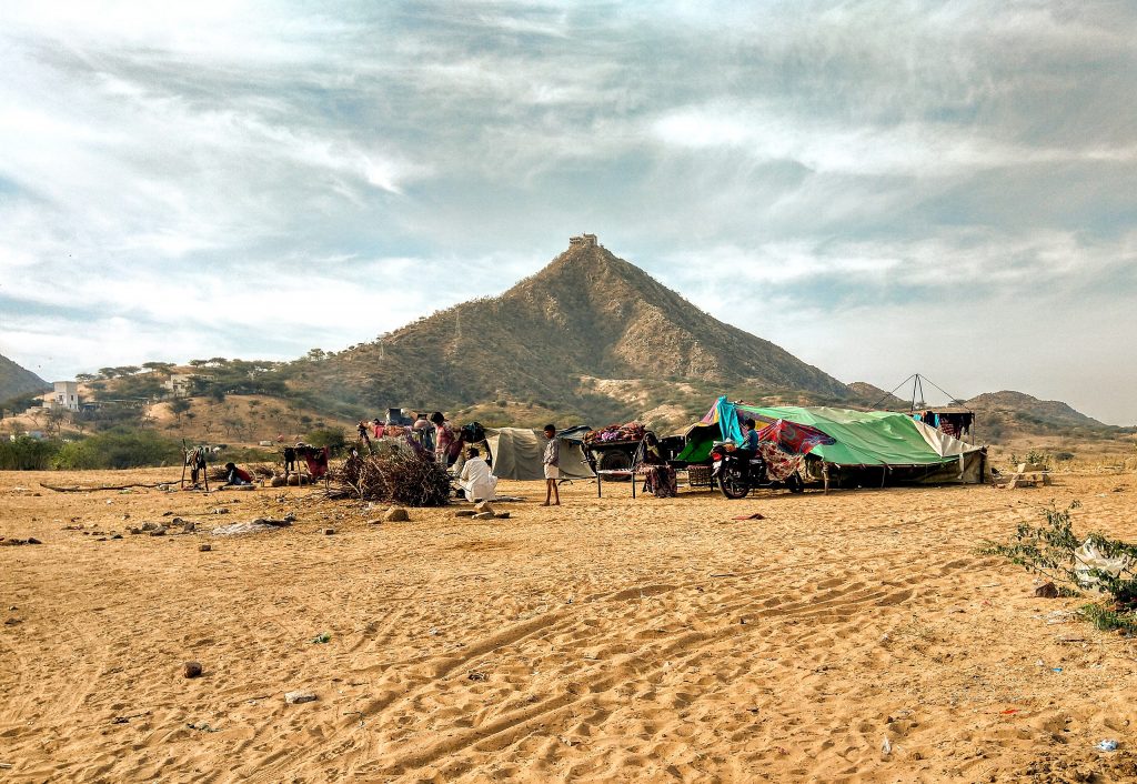 kalbelia tents outside villages